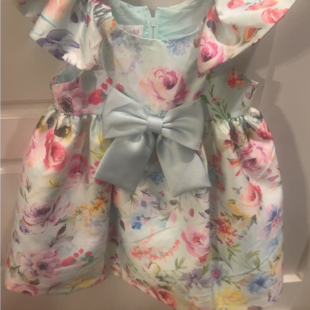 Colorful Floral Dress with Bow
